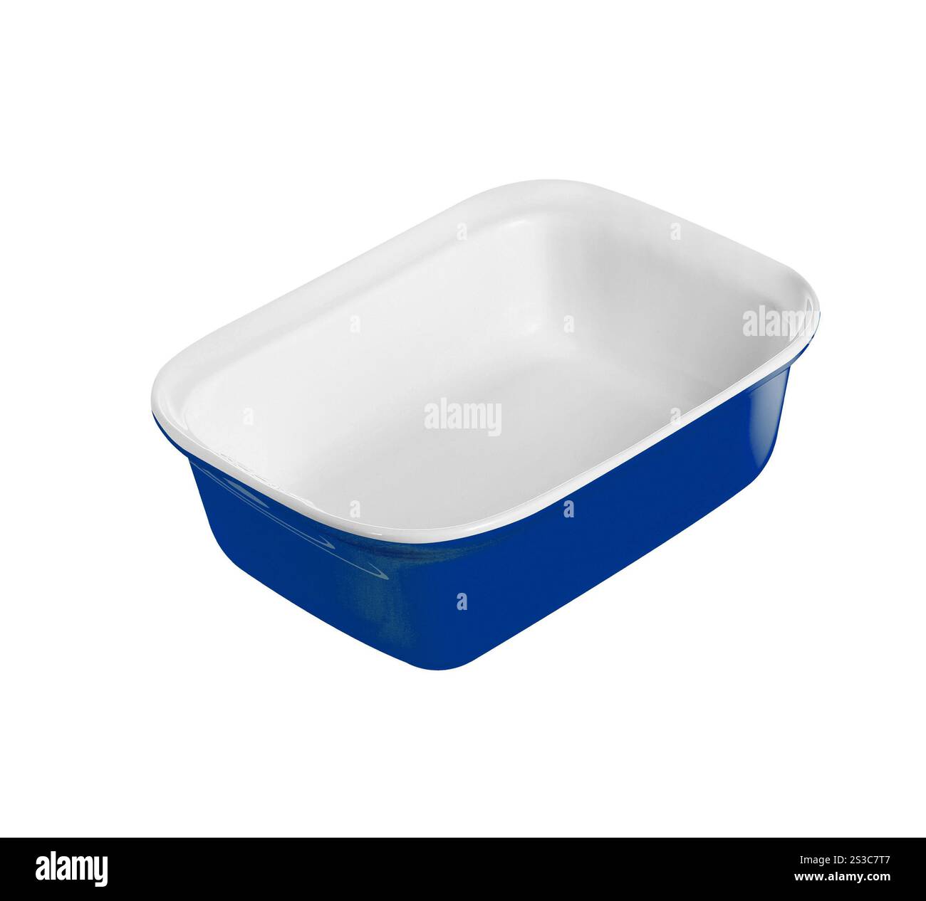 Piastra per alimenti rettangolare in acciaio inox su sfondo bianco. Piastra per alimenti rettangolare in acciaio inox su bianco Foto Stock