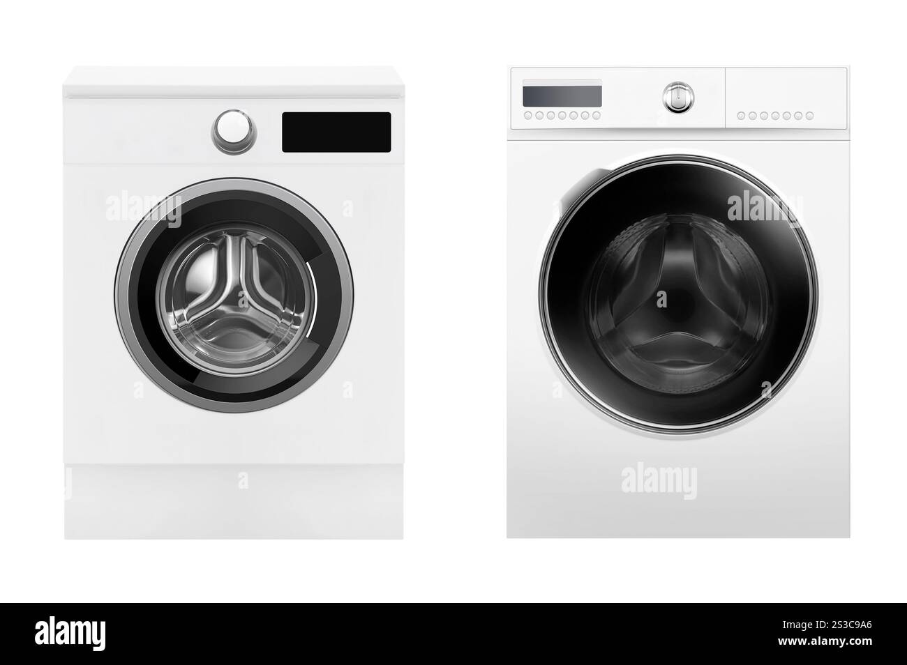 lavatrici isolate su bianco. lavatrice isolata su bianco Foto Stock