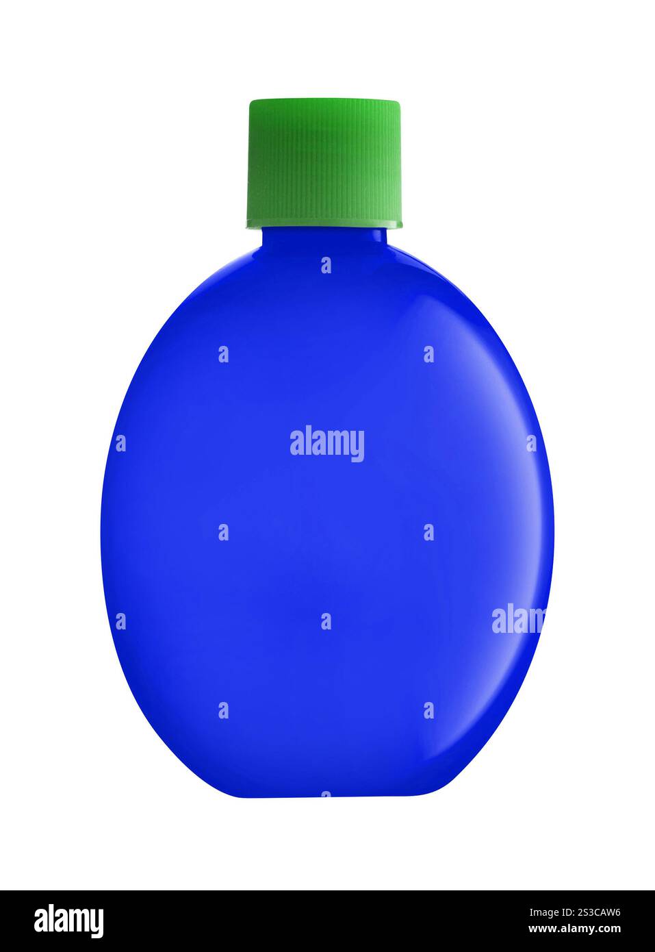 Versare il flacone di sapone liquido blu. Versare una bottiglia di sapone liquido rosa Foto Stock