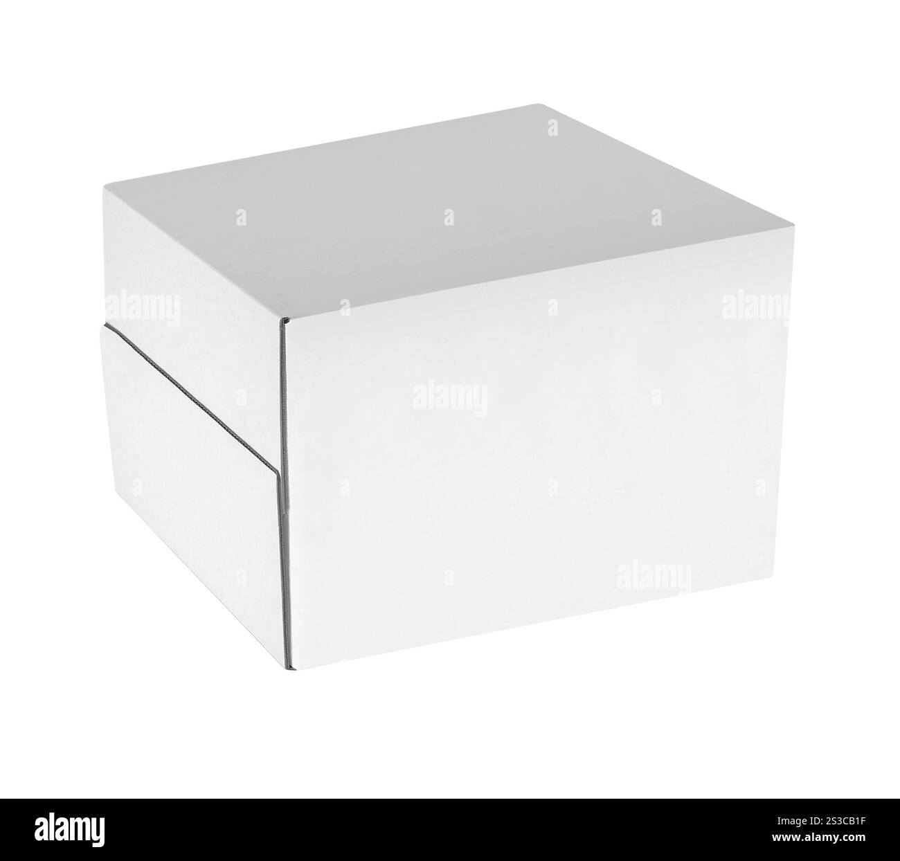 Scatola di cartone isolato su bianco Foto Stock