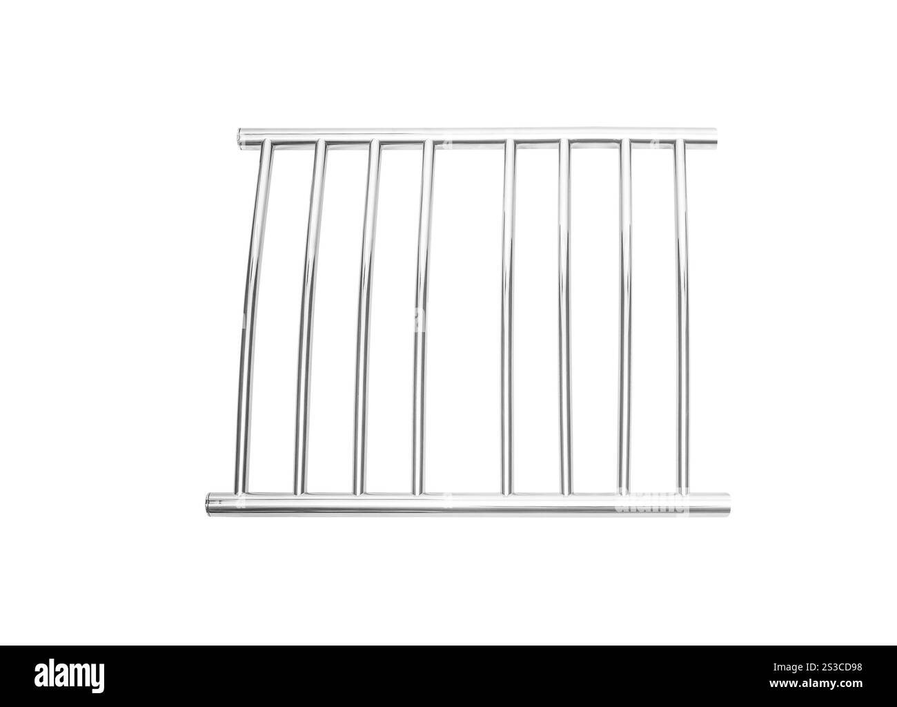 portasciugamani in bagno cromato isolato su sfondo bianco Foto Stock