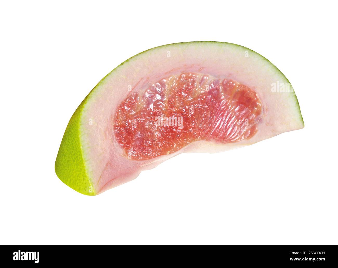 Fetta di pompelmo isolati su sfondo bianco Foto Stock