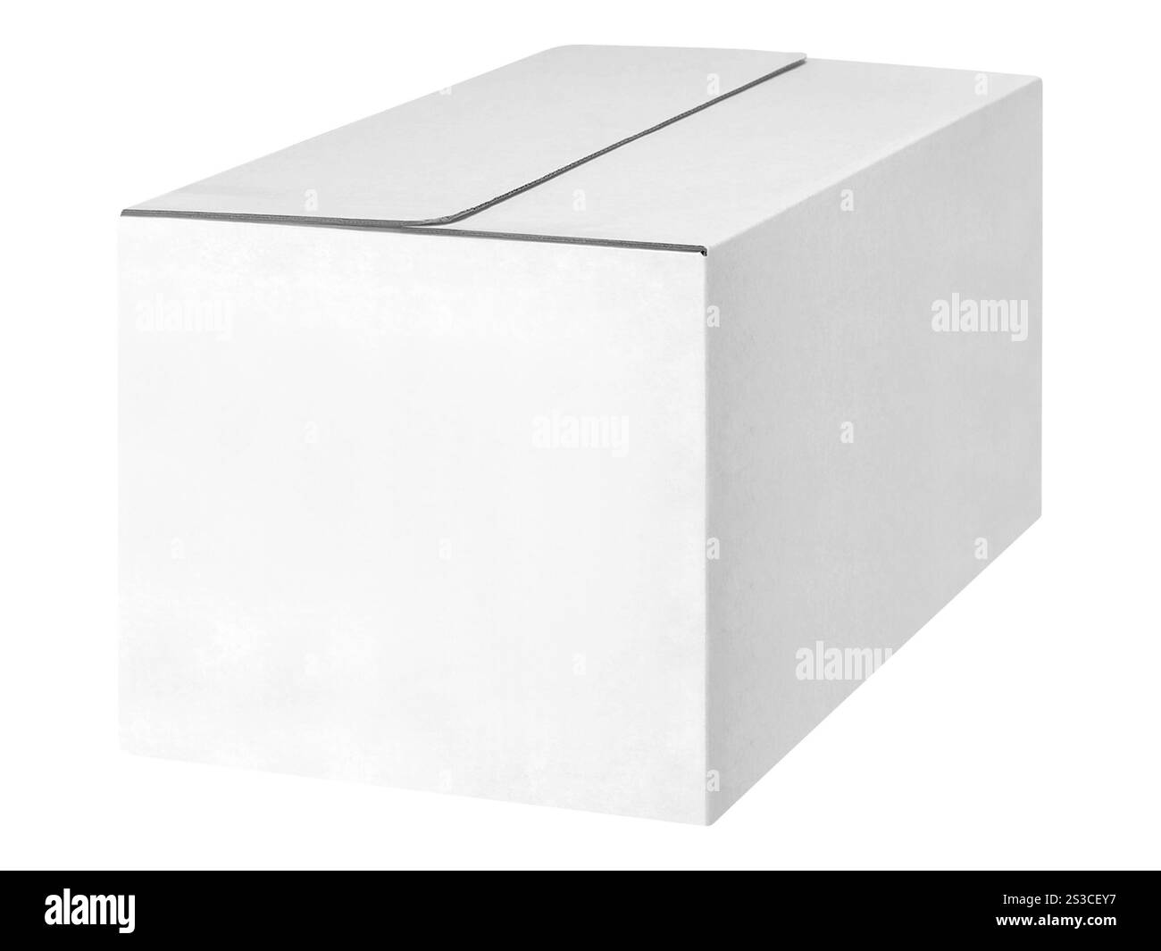 Scatola di cartone isolato su bianco Foto Stock