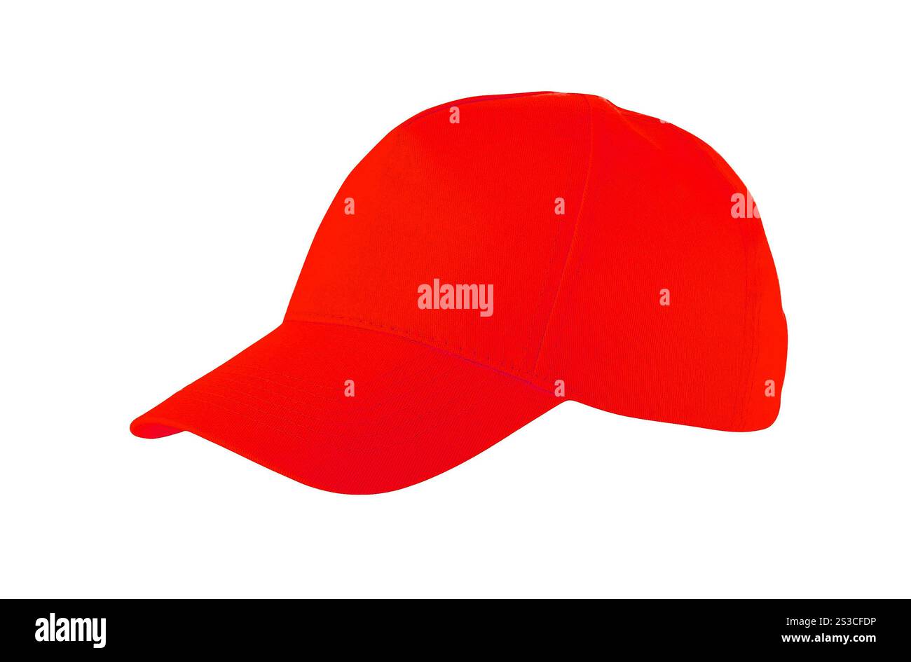 Fondo bianco isolato con tappo rosso. Un tappo viola su sfondo bianco isolato Foto Stock