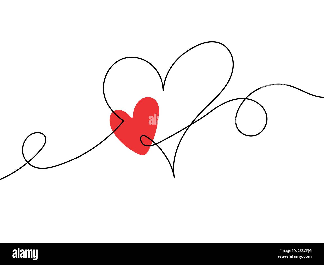 Cuore. Simbolo astratto dell'amore. Illustrazione vettoriale di disegno a linee continue, disegno a mano a cuore. Cuore a contorno singolo per il design dell'amore. linea continua Illustrazione Vettoriale