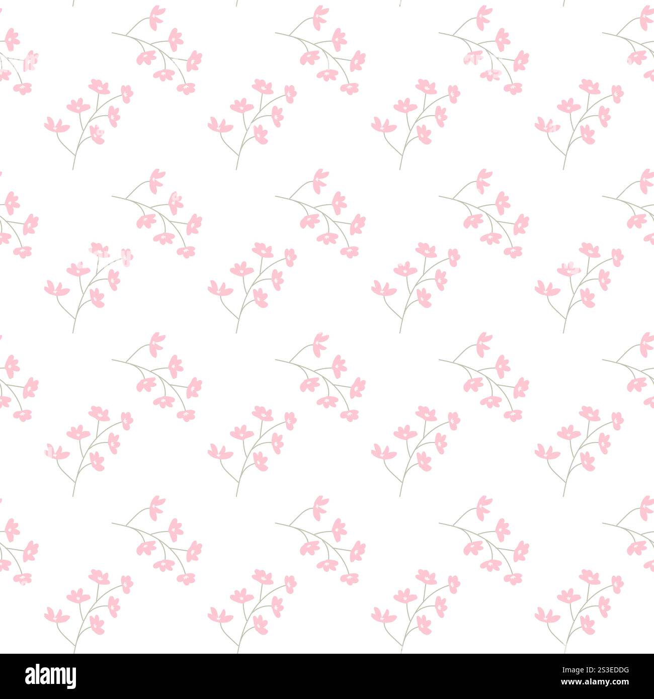 Delicato motivo floreale rosa su sfondo bianco con design minimalista. Illustrazione Vettoriale