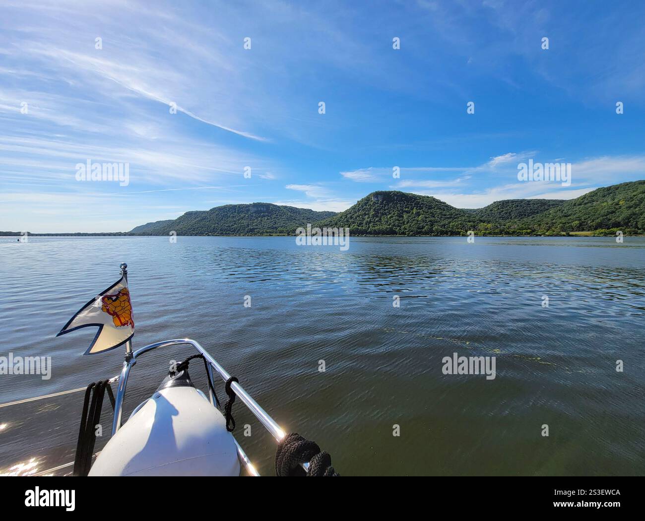 Gite in barca sul fiume Mississippi, Wisconsin Foto Stock