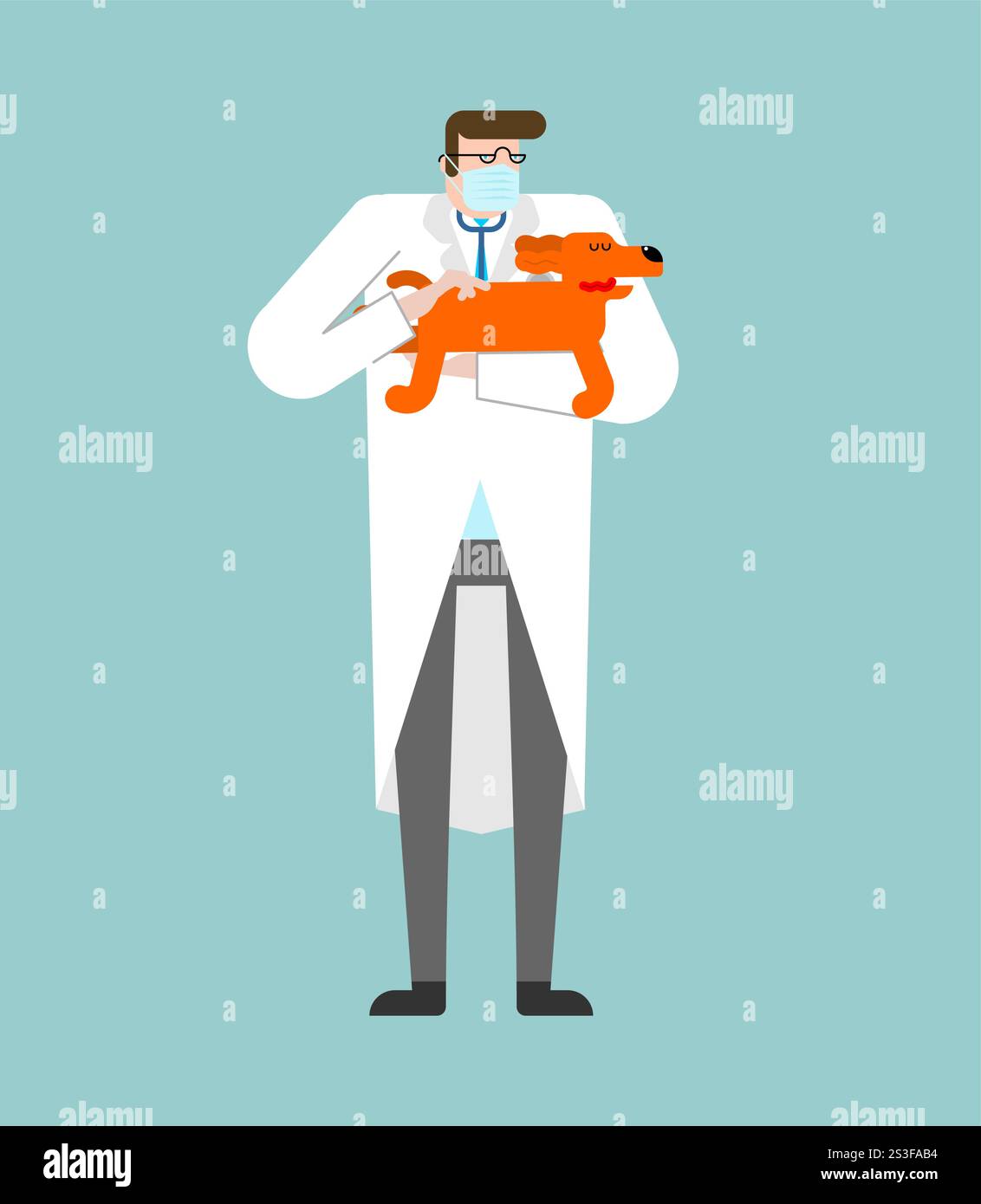 Medico e cane. Veterinario con animale domestico Illustrazione Vettoriale