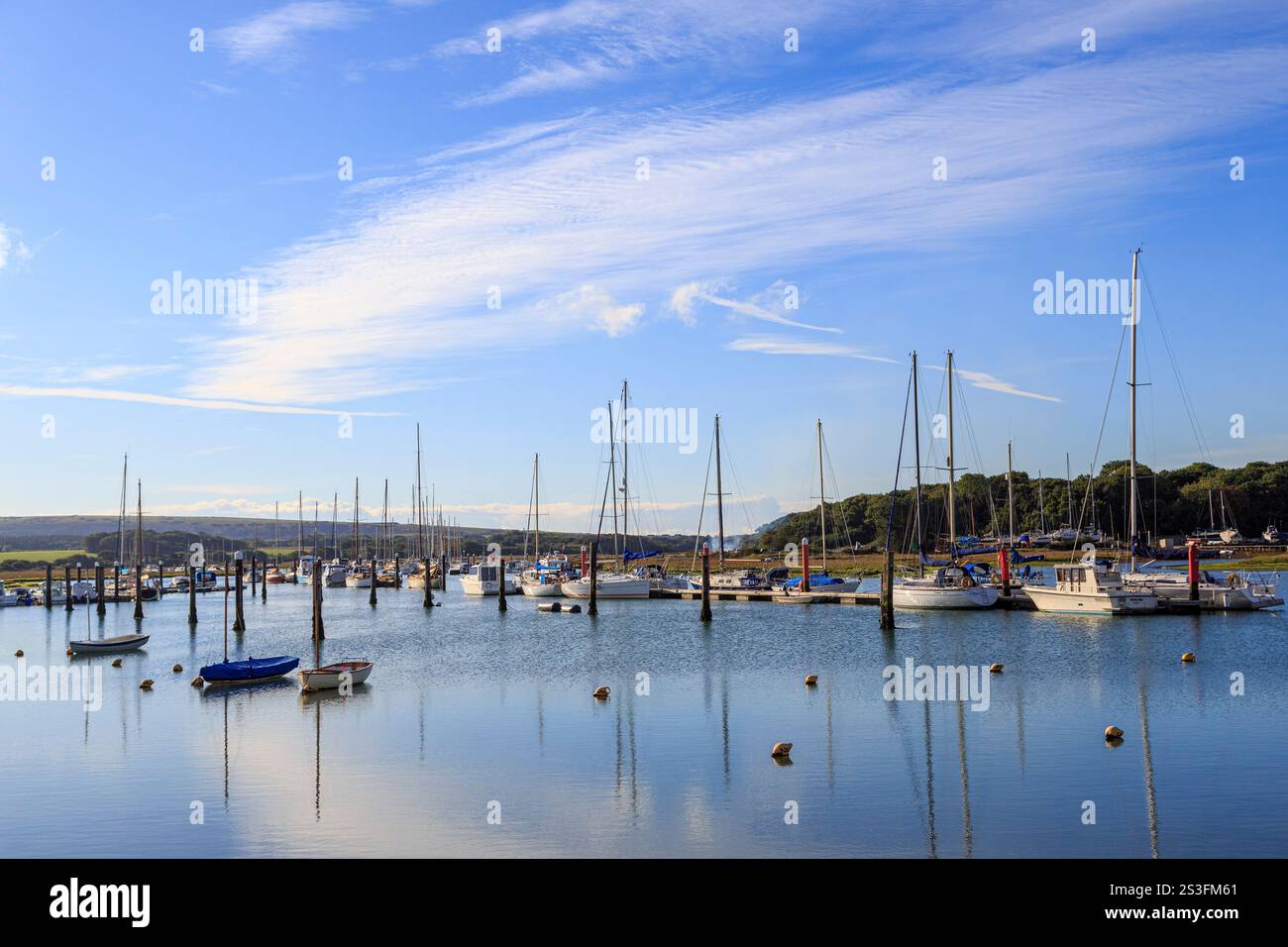 Yacht ormeggiati, Yarmouth, Isola di Wight, Regno Unito Foto Stock