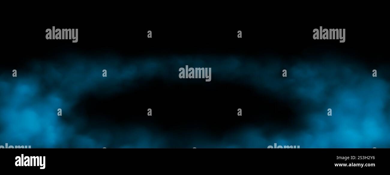 Fumo blu sul pavimento, nebbia in camera o sul palco. Effetto nebbia. Illustrazione Vettoriale