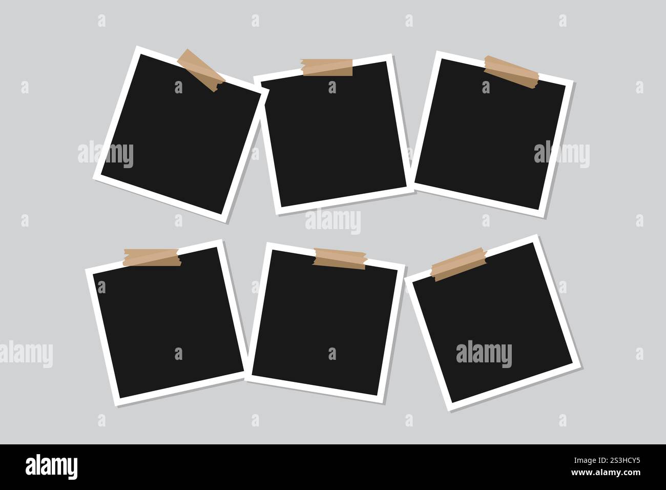 Modello di collage fotografico creativo con cornici vuote sovrapposte su sfondo blu per un design moderno Illustrazione Vettoriale