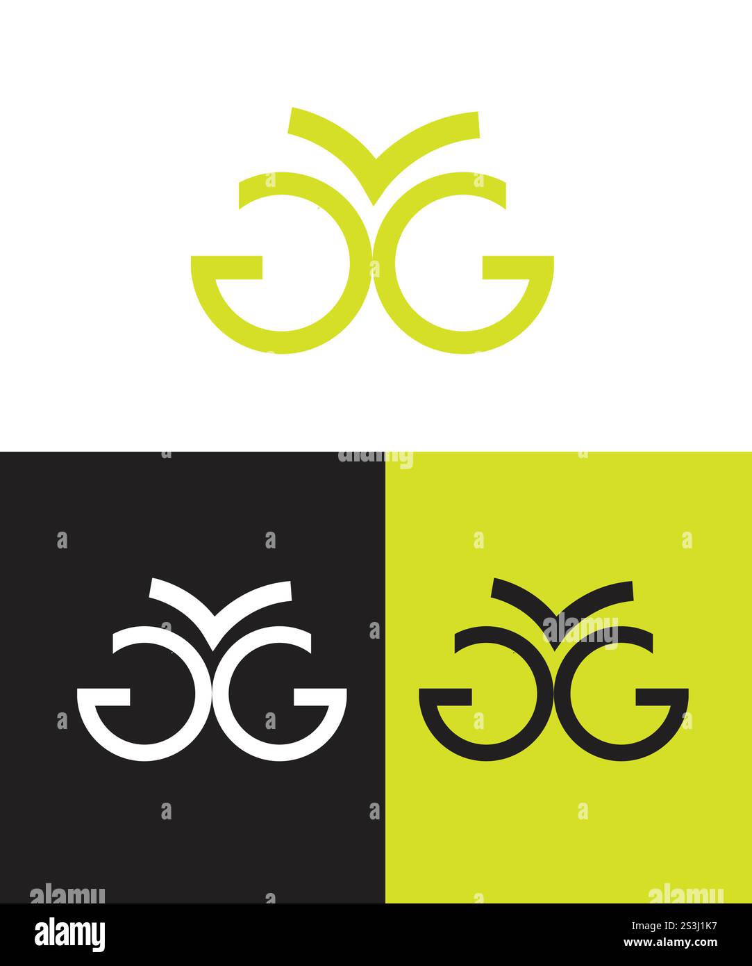 Design dell'icona del logo GG Letter, illustrazione vettoriale Illustrazione Vettoriale