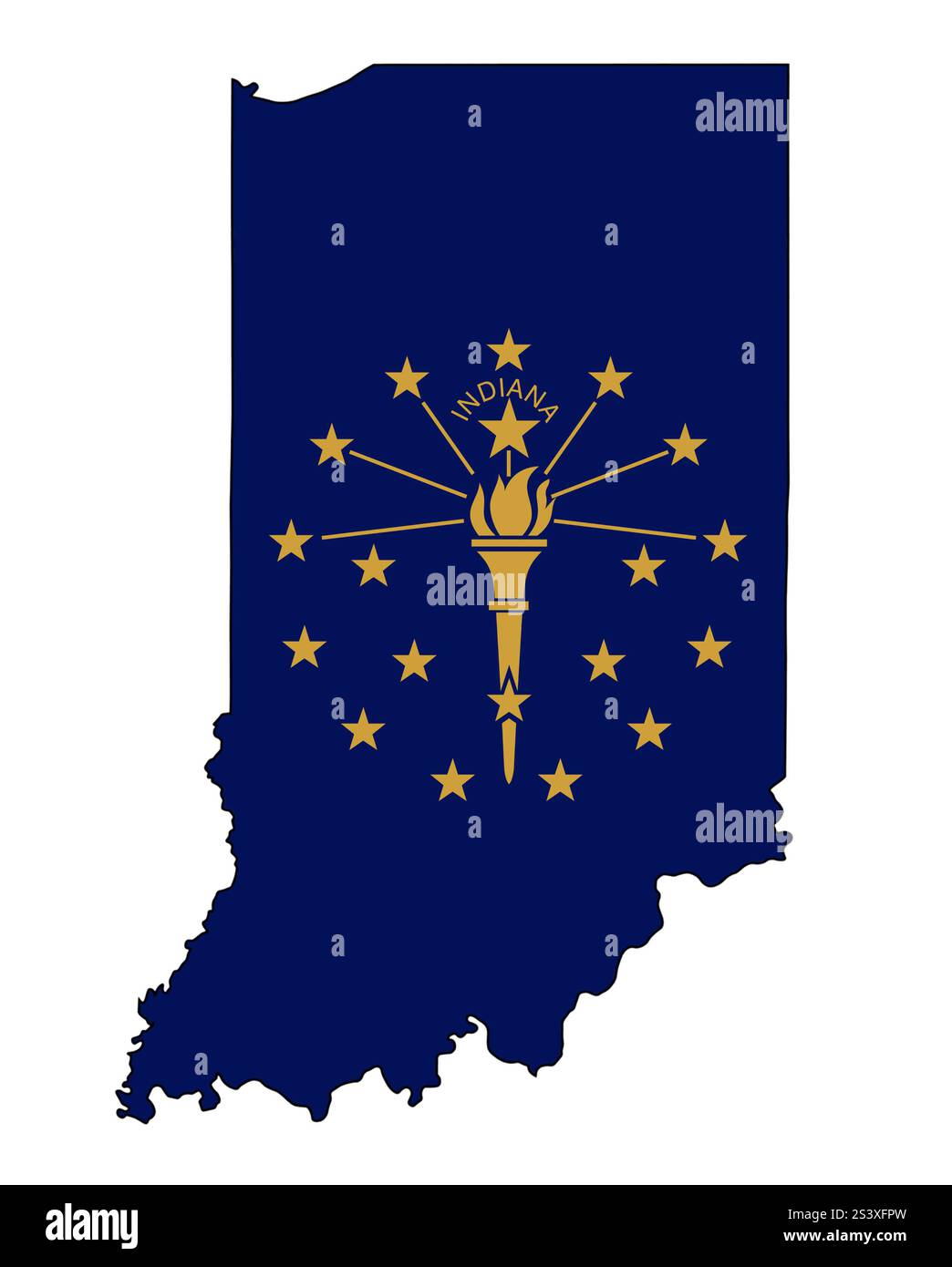Bandiera dell'Indiana con il contorno del confine Foto Stock