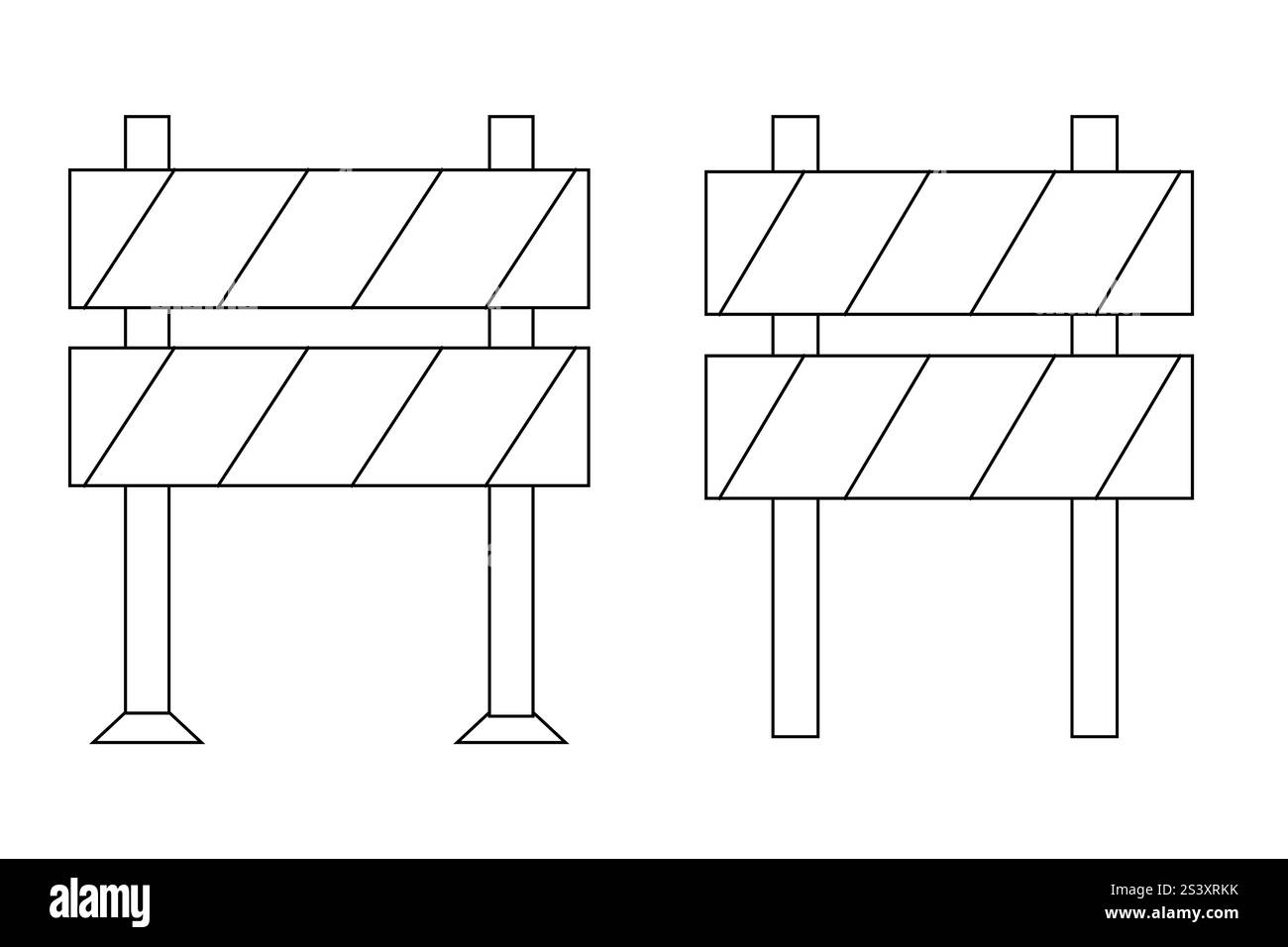 Cartello di blocco stradale, icona di protezione, simbolo. Recinzione di confine, equipaggiamento. sistema di sicurezza. Barriera stradale. Illustrazione vettoriale Illustrazione Vettoriale