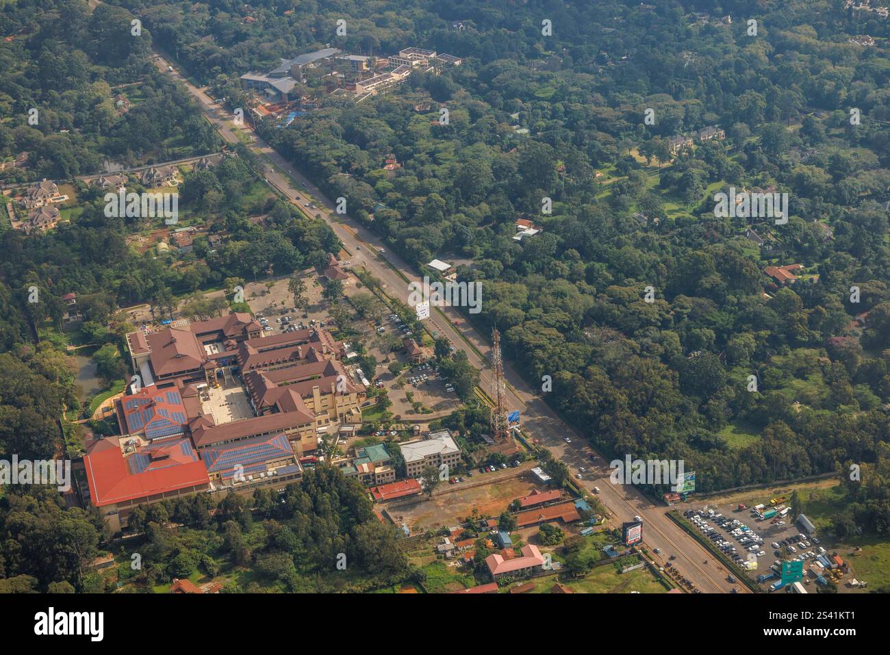 Vista aerea di uno sviluppo fuori Nairobi, Kenya. Foto Stock