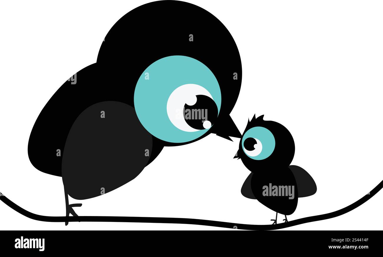 Due divertenti uccelli in rete Illustrazione Vettoriale