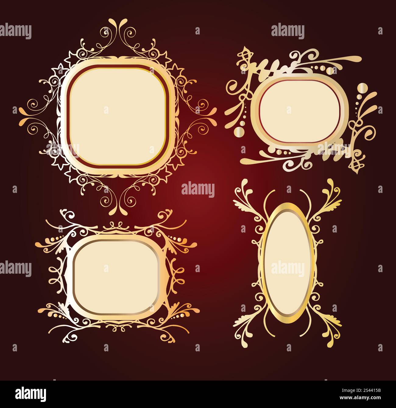collezione di quattro eleganti cornici Illustrazione Vettoriale