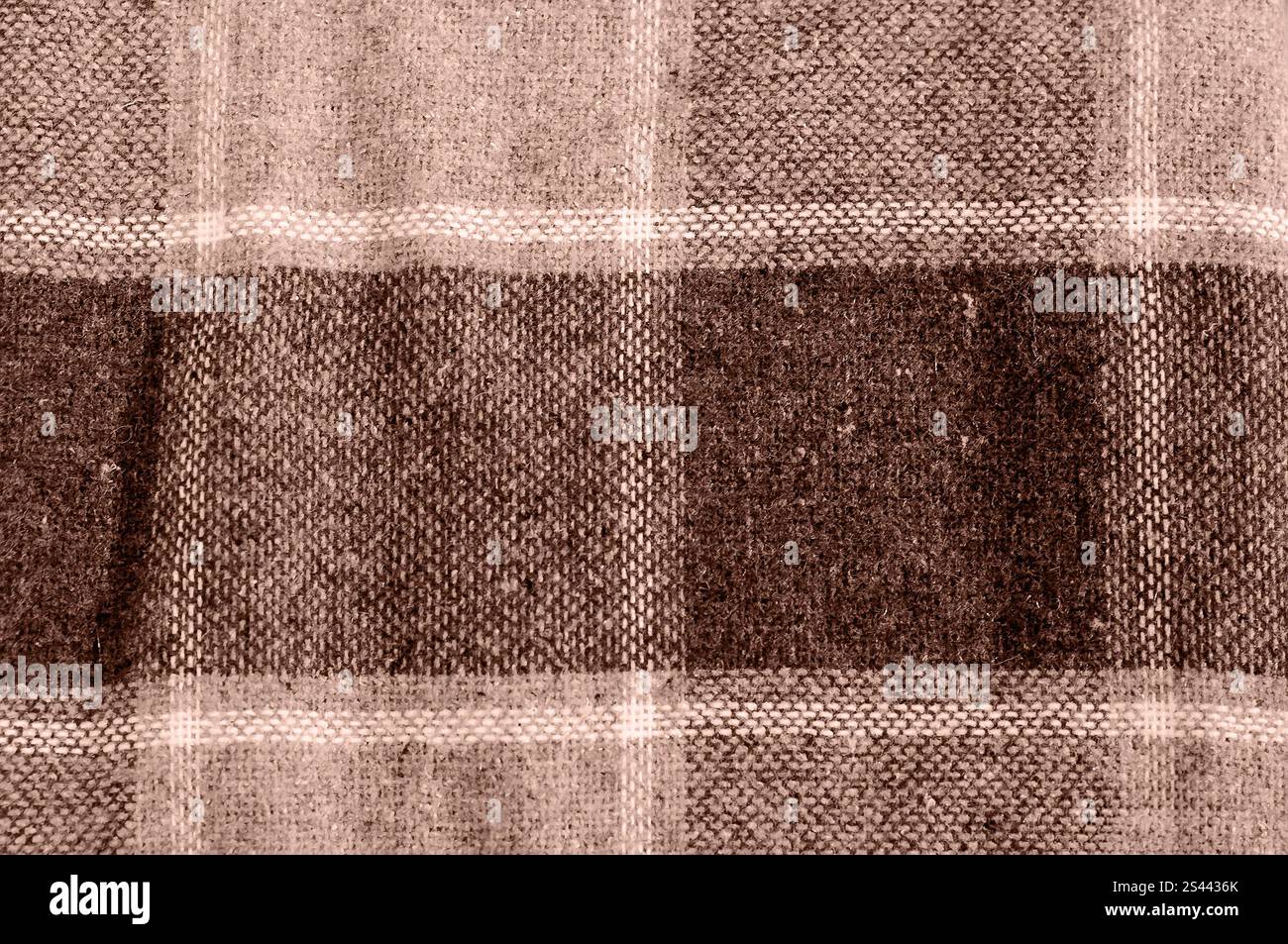 Tessuto morbido a quadri con sfumature mocha-mousse e dettagliate fibre intrecciate. Foto Stock