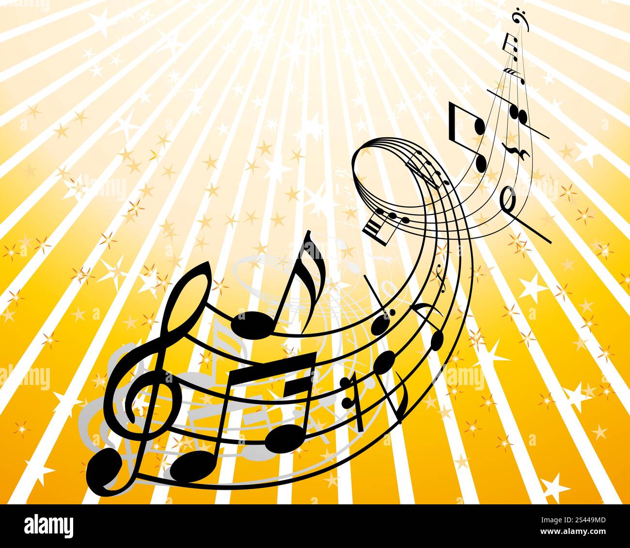 Nota musicale personale su sfondo rosso Illustrazione Vettoriale