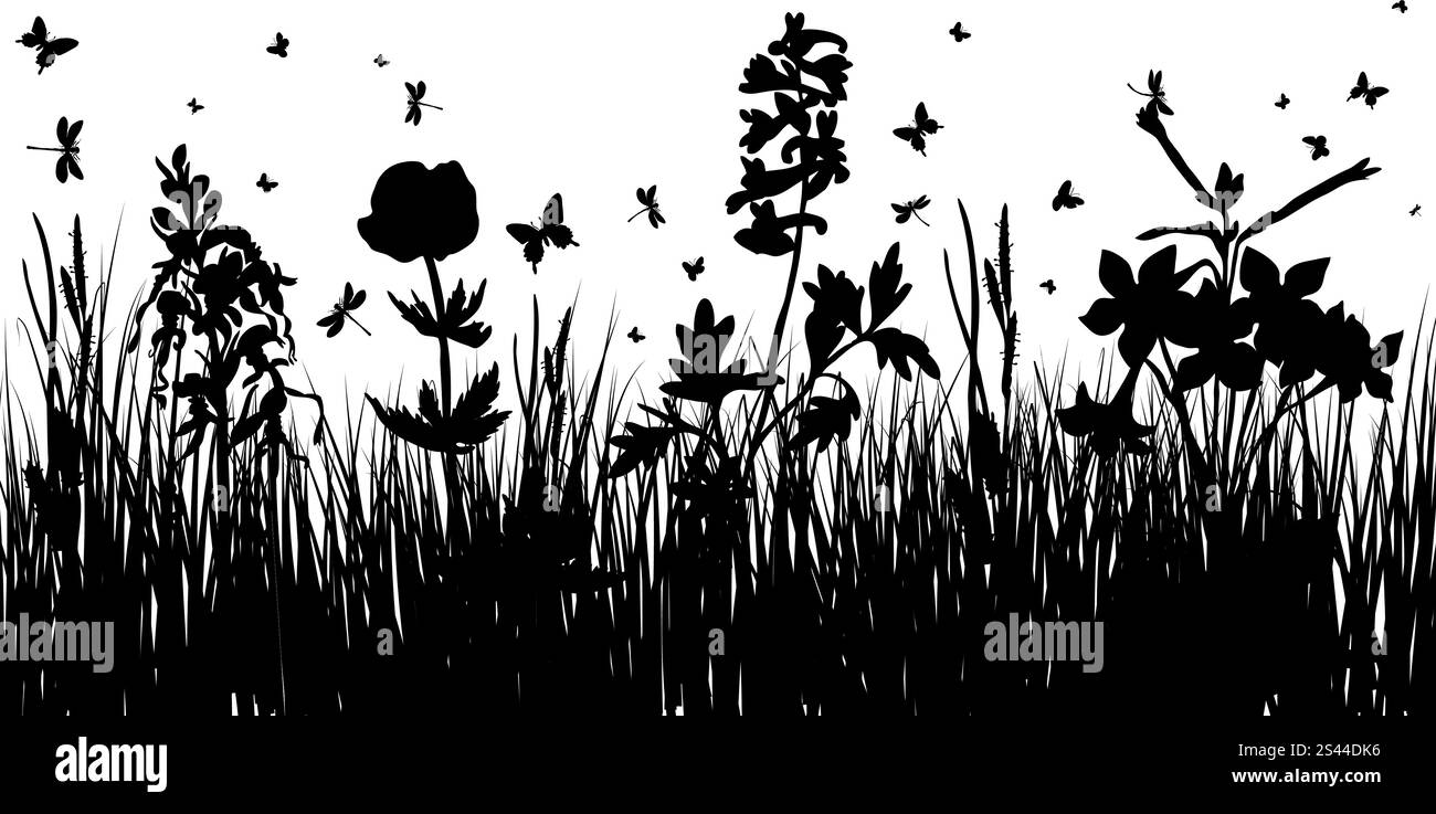 Sfondo sagome vettoriali in erba per uso progettuale. 16:12 Illustrazione Vettoriale