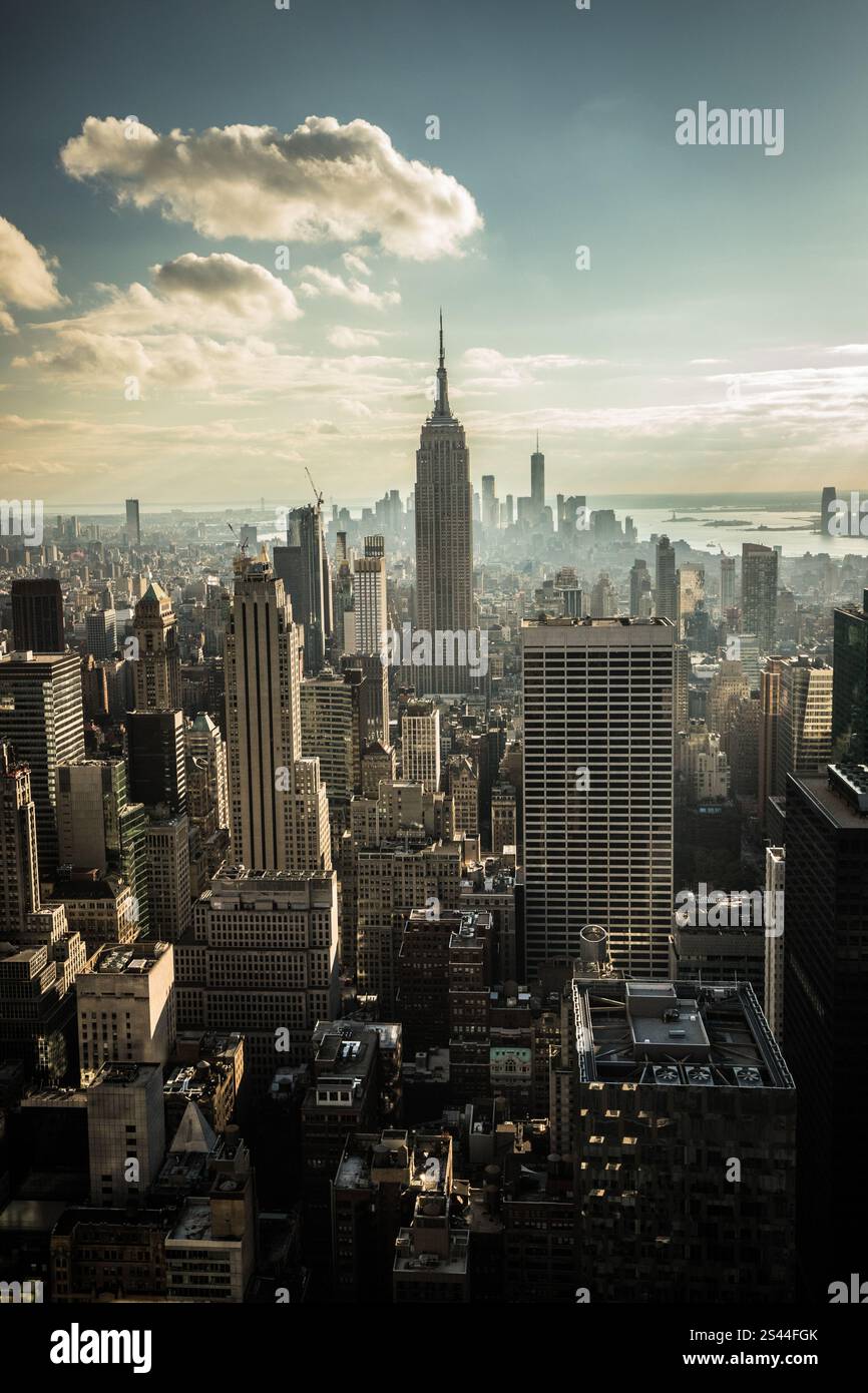 Panorama di New York dal Rockefeller Center e Top of the Rock Foto Stock