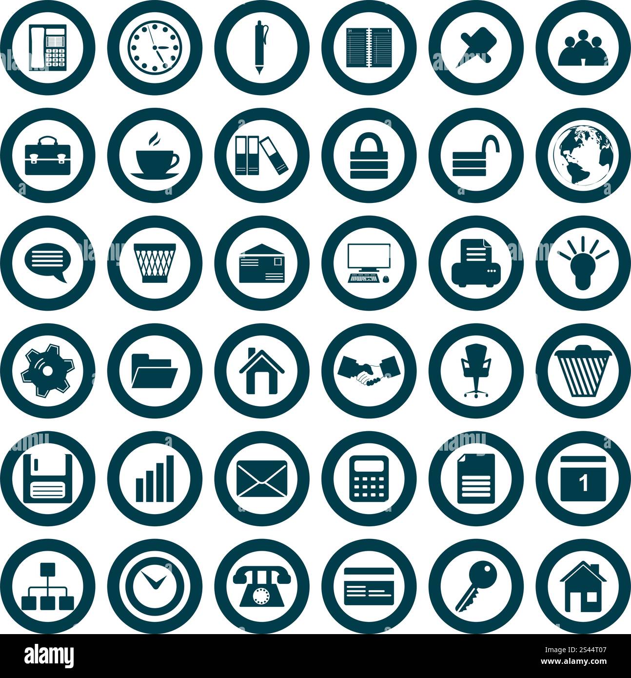 Business e Office insieme di vettori differenti icone sul web Illustrazione Vettoriale