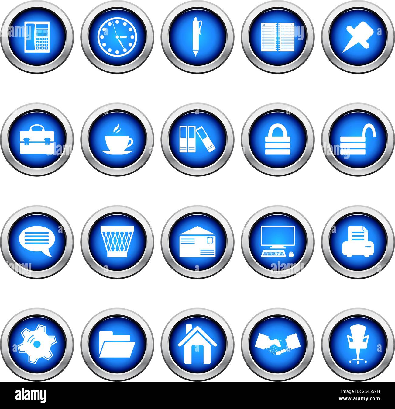 Business e Office insieme di vettori differenti icone sul web Illustrazione Vettoriale