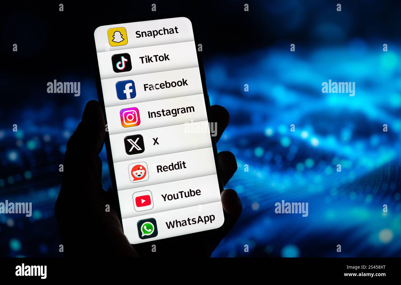 Applicazioni di social media più diffuse Foto Stock