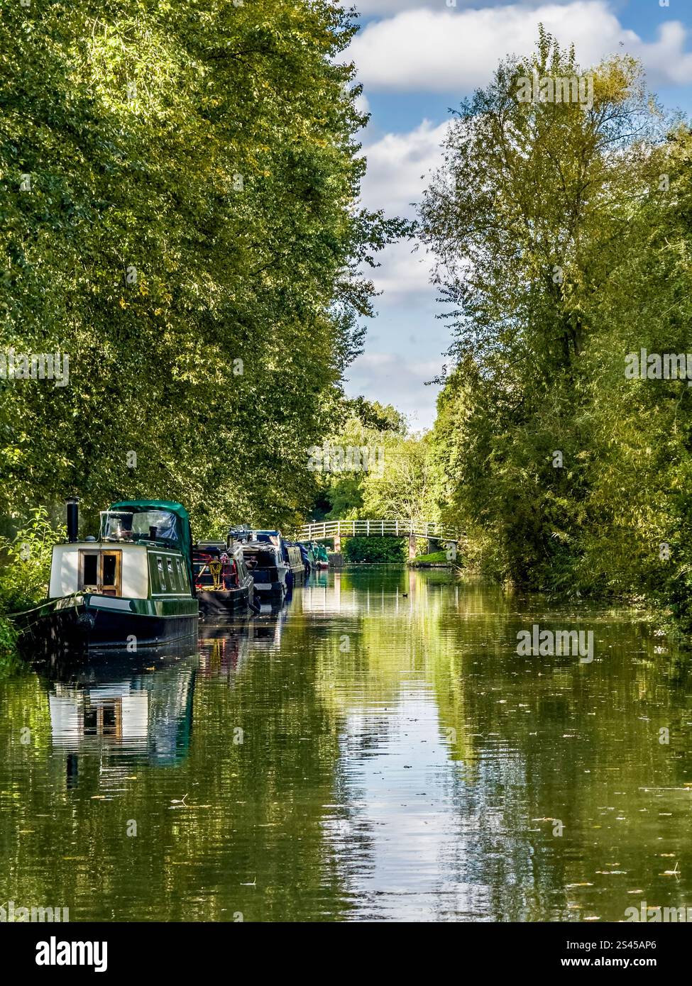 Case galleggianti lungo il canale Kennet e Avon vicino a Hungerford nel Berkshire. Foto Stock