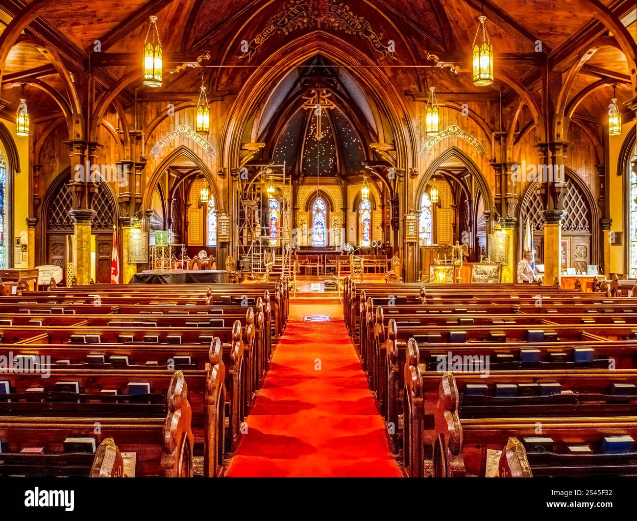Interno della chiesa anglicana di San Giovanni a Lunenburg, nuova Scozia, Canada, che è la seconda chiesa protestante più antica del Canada Foto Stock