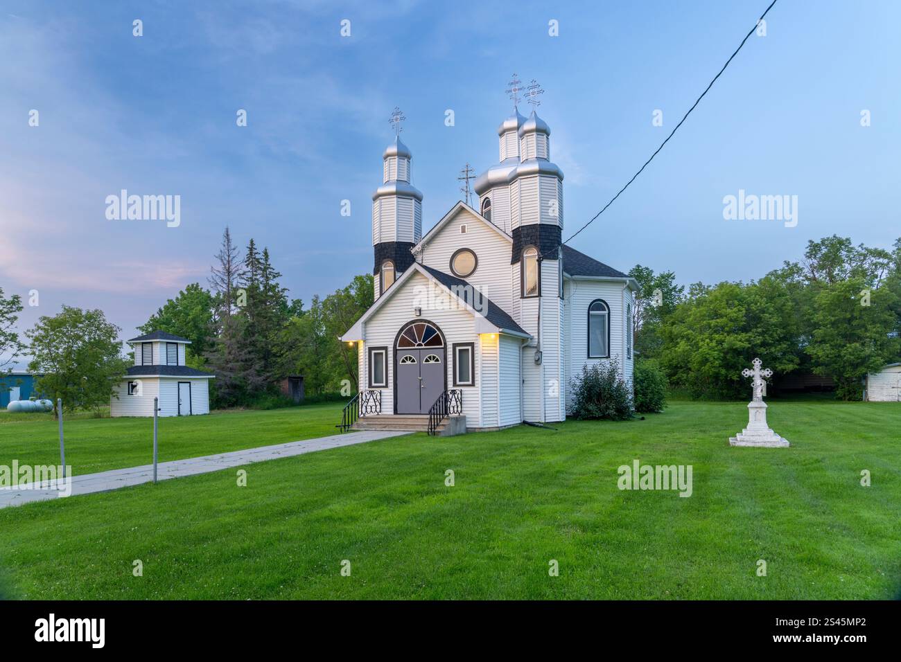 Chiesa ortodossa Ucraina della Santissima Trinità in vita, Manitoba, Canada. Foto Stock