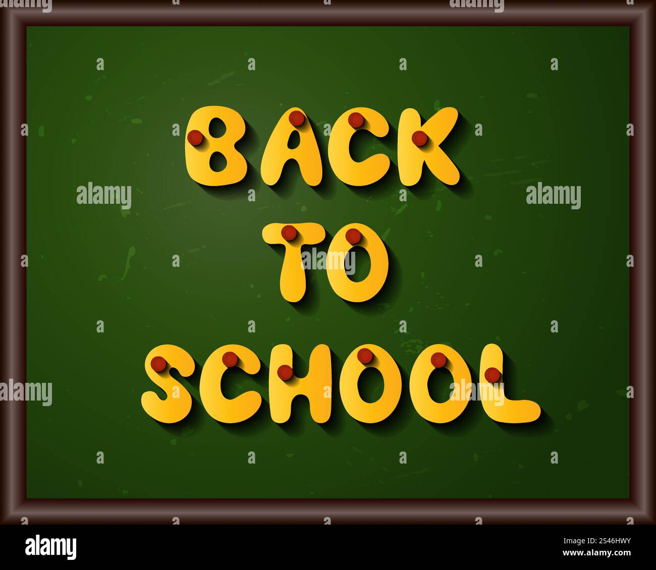 Lavagna con il Ritorno a scuola il titolo da giallo lettere e le spine. Illustrazione Vettoriale