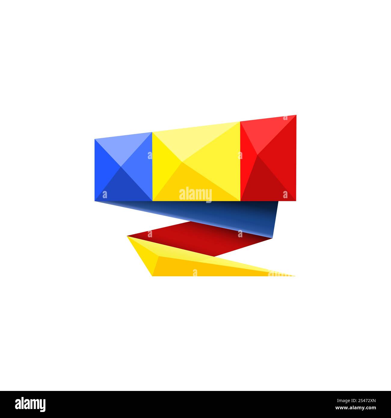 Illustrazione con bandiera rumena origami isolata su sfondo bianco Illustrazione Vettoriale