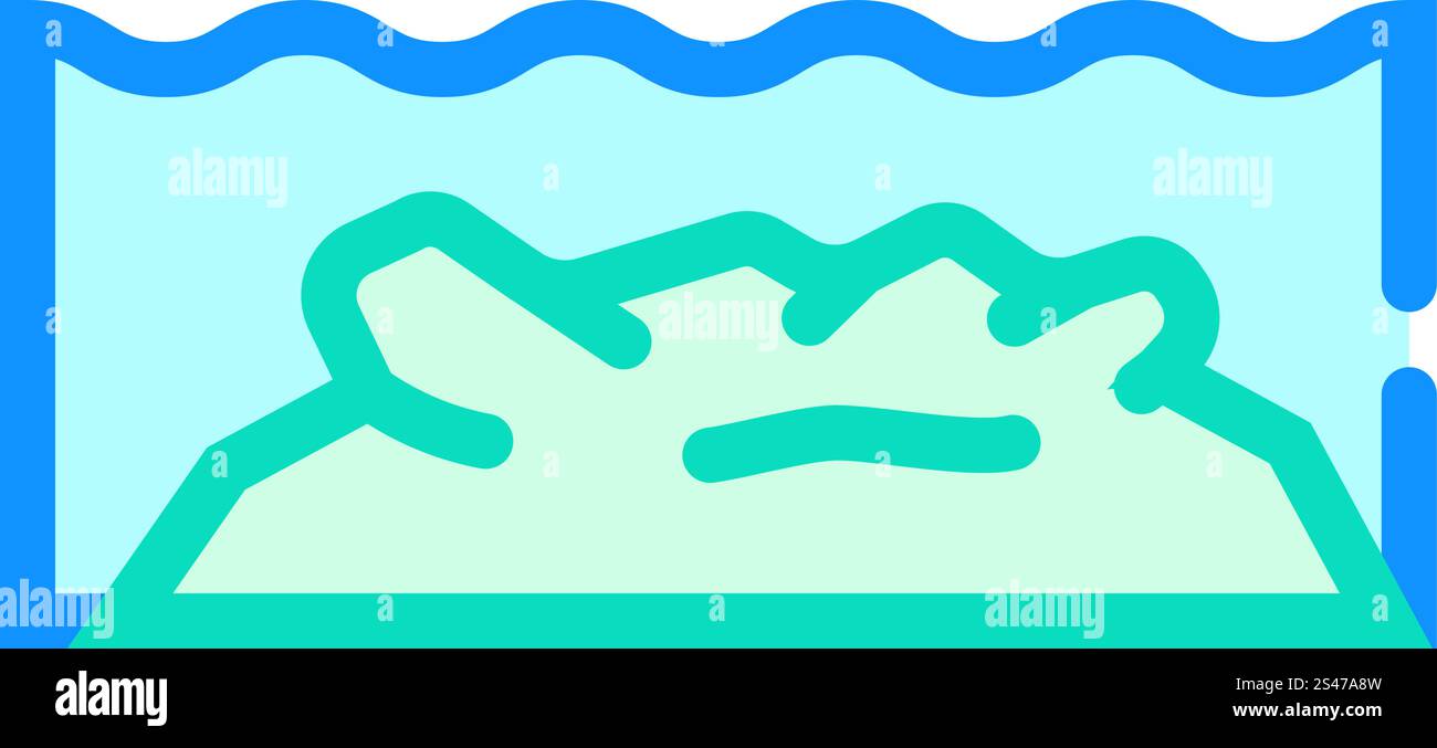 vettore icona colore scogliera subacquea. segnale della barriera sottomarina. illustrazione del simbolo isolato. illustrazione isolata del vettore dell'icona a colori della barriera sottomarina Illustrazione Vettoriale