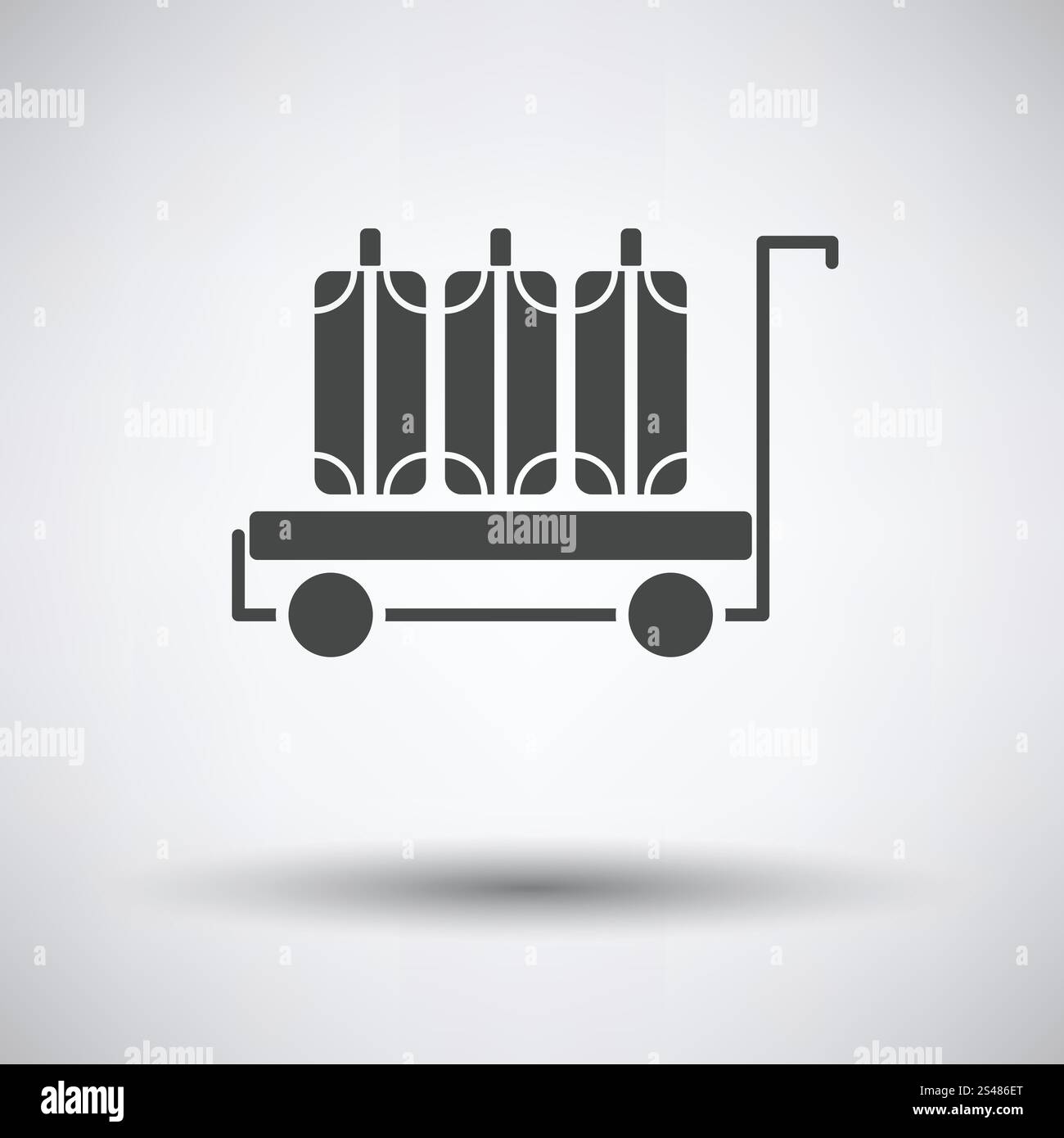 Icona del carrello portabagagli su sfondo grigio con ombra rotonda. Illustrazione vettoriale. Icona del carrello portabagagli Illustrazione Vettoriale