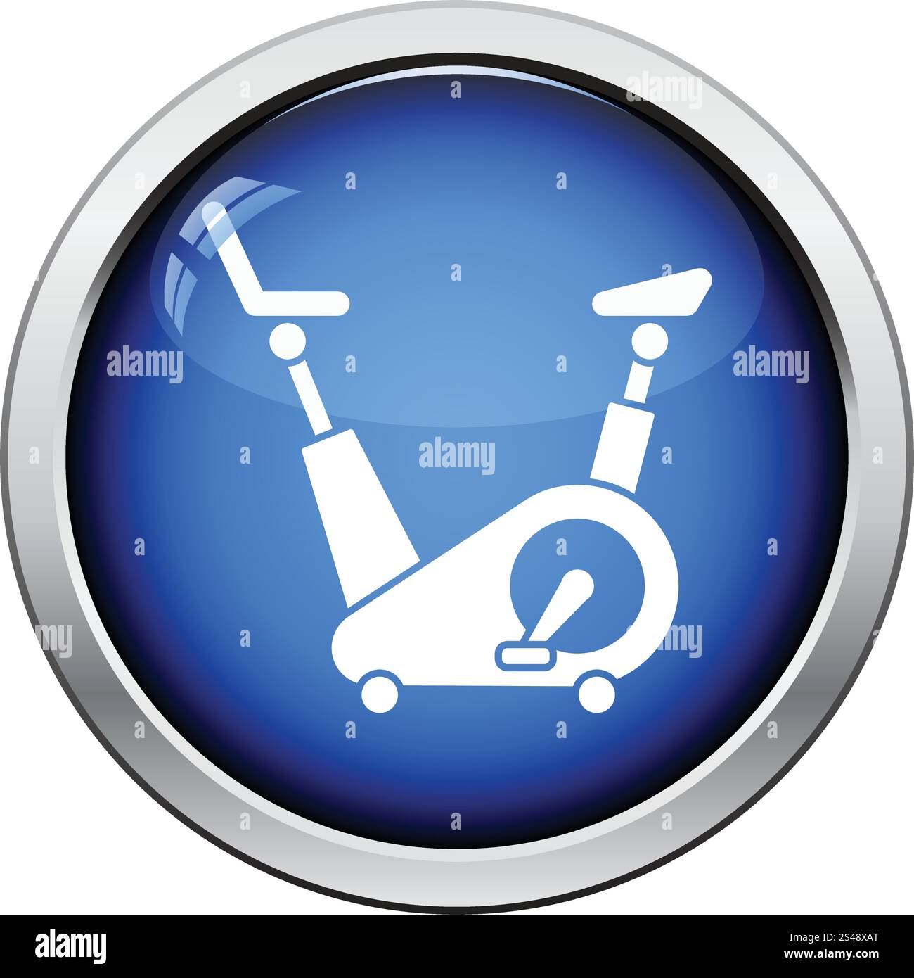 Cyclette icona. Pulsante lucido design. Illustrazione Vettoriale. Illustrazione Vettoriale
