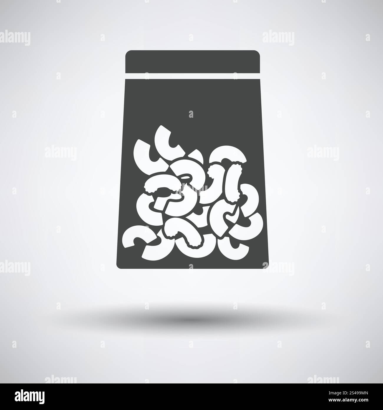Maccheroni icona del pacchetto su sfondo grigio, round ombra. Illustrazione Vettoriale. Illustrazione Vettoriale