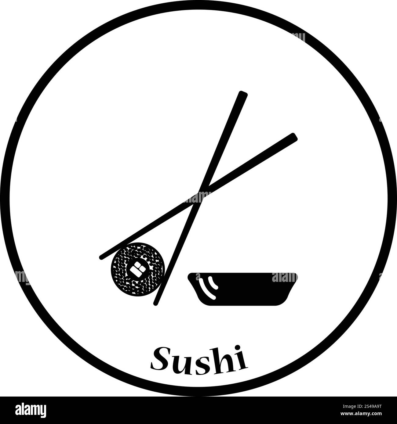 Il Sushi con bastoni icona. Cerchio sottile design. Illustrazione Vettoriale. Illustrazione Vettoriale