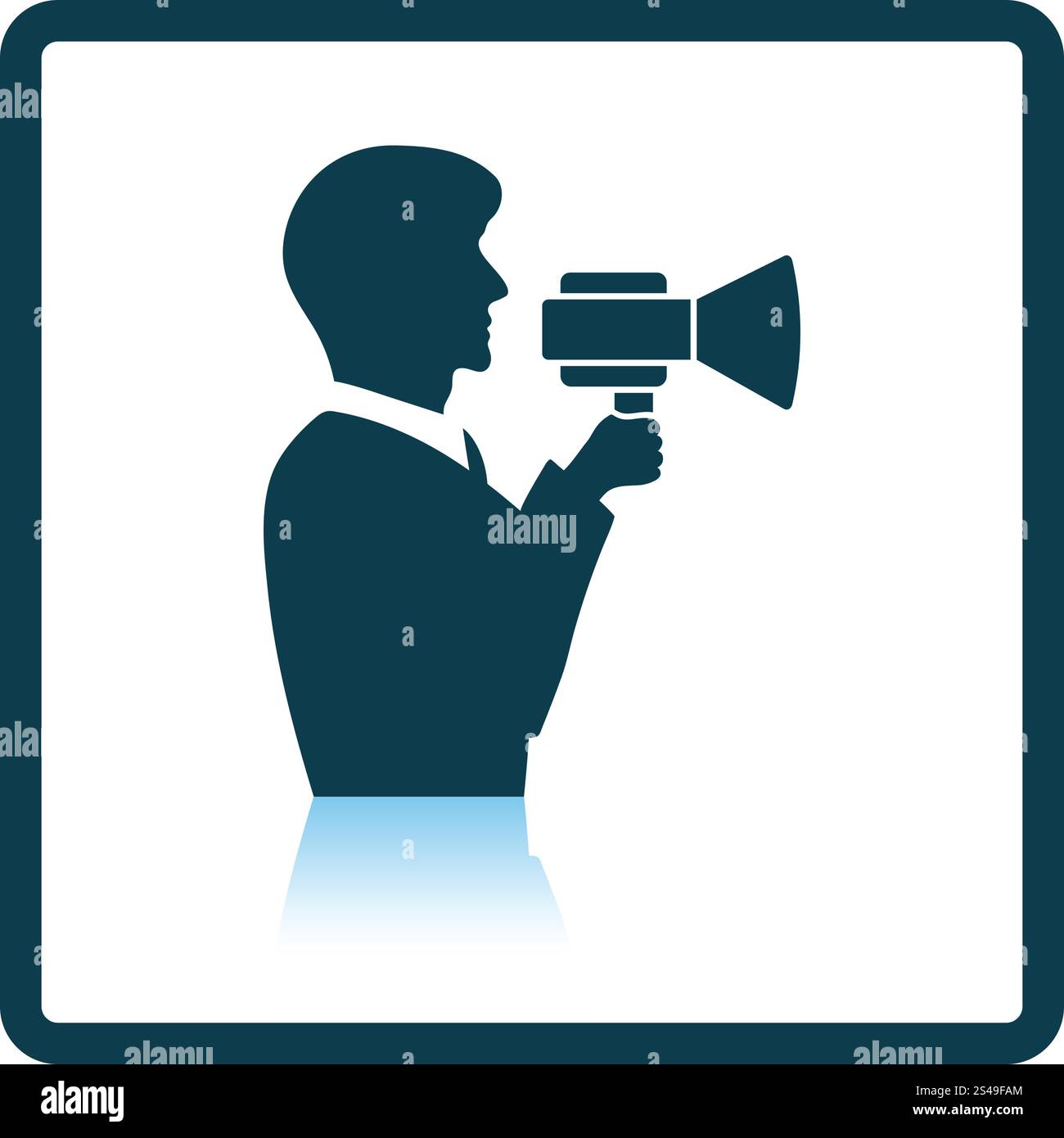 Icona di uomo con boccaglio. Ombra di design di riflessione. Illustrazione Vettoriale. Illustrazione Vettoriale