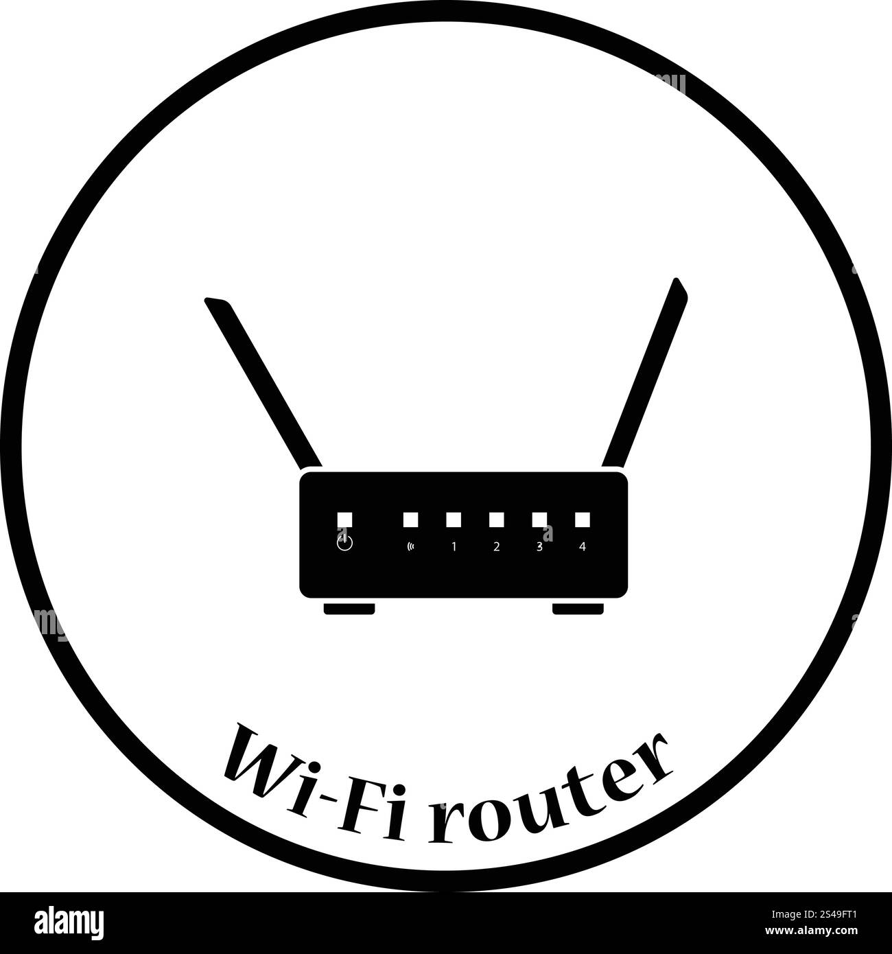 Router Wi-Fi icona. Schermo piatto a colori e design. Illustrazione Vettoriale. Cerchio sottile design. Illustrazione Vettoriale. Illustrazione Vettoriale