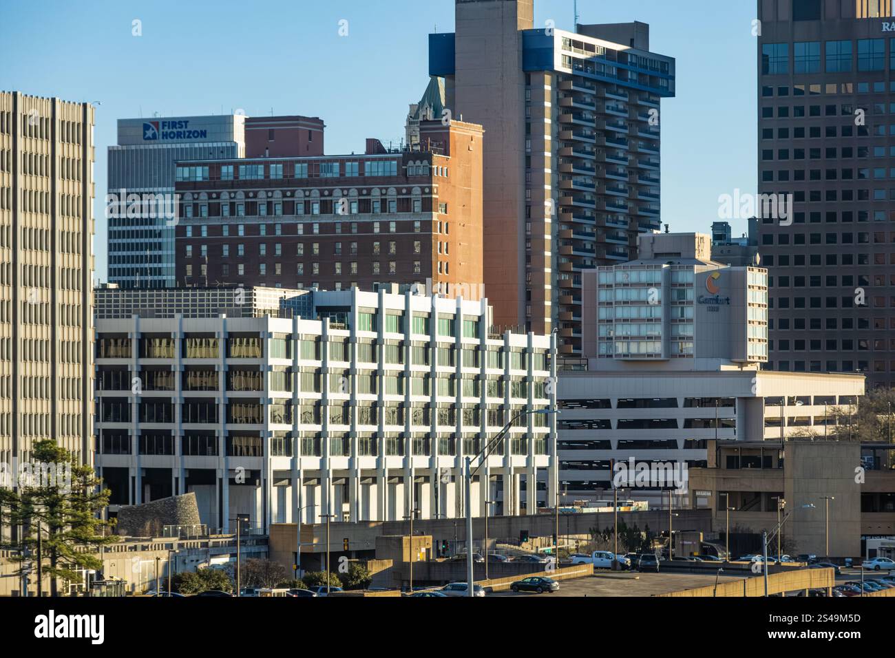 Centro di Memphis, Tennessee, vicino al tramonto. (USA) Foto Stock