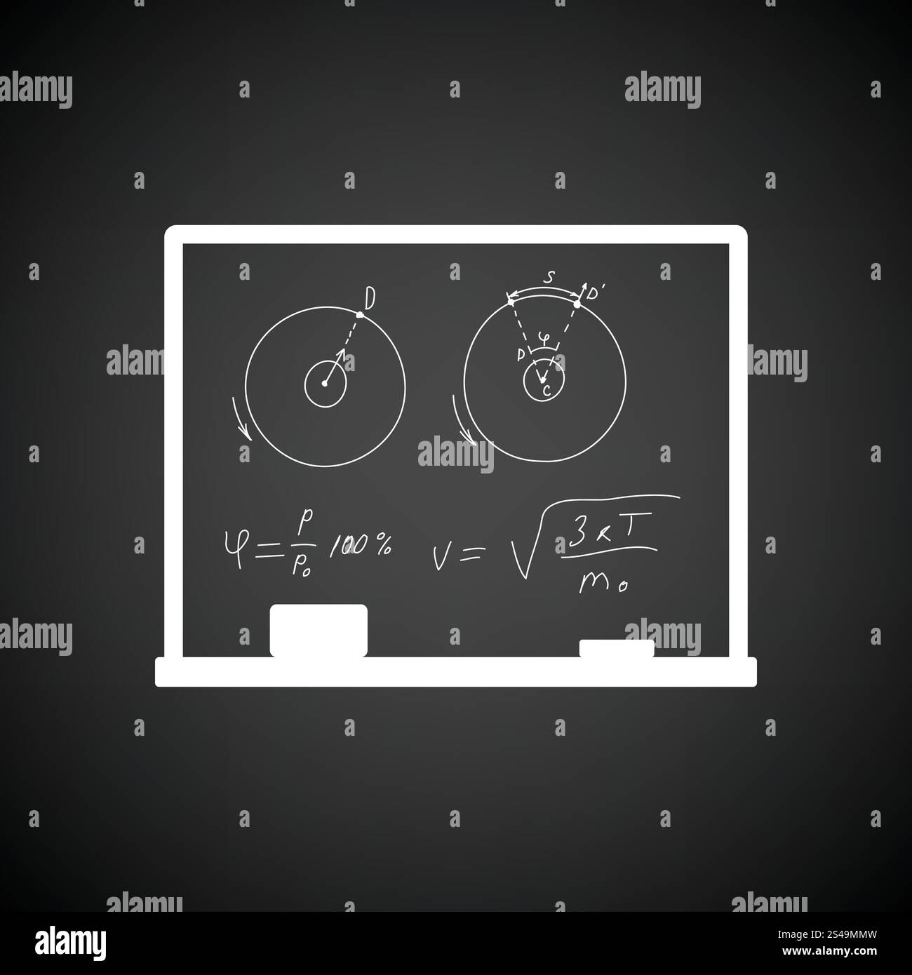 Classroom blackboard icona. Sfondo nero con il bianco. Illustrazione Vettoriale. Illustrazione Vettoriale