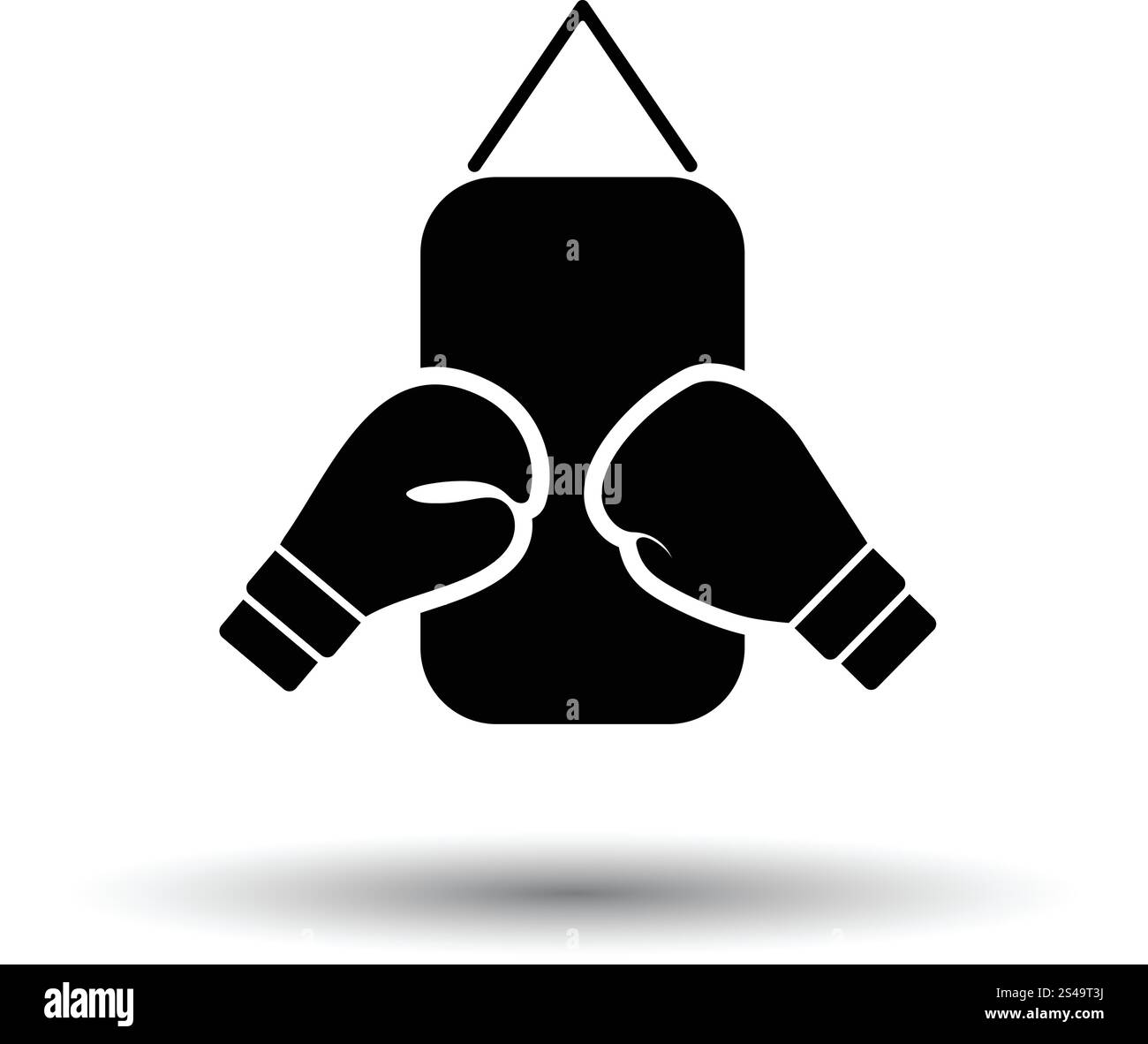 Boxe pera e guanti icona. Sfondo bianco con ombra design. Illustrazione Vettoriale. Illustrazione Vettoriale