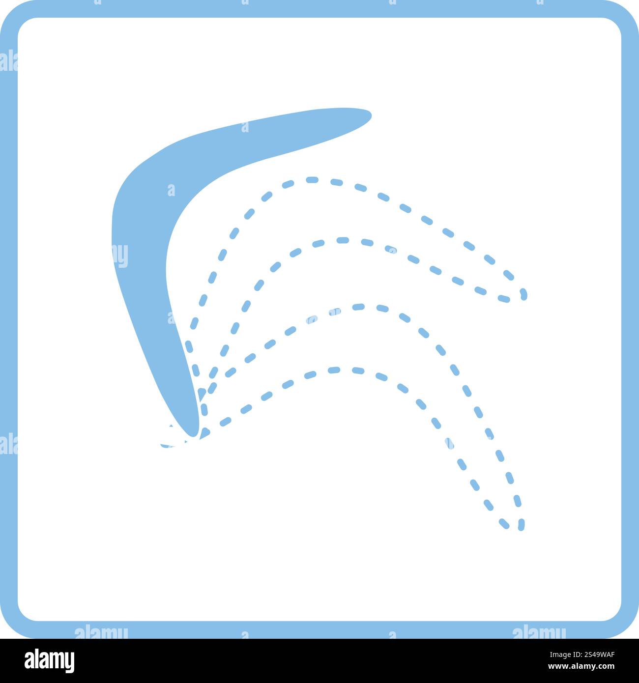 Icona a forma di boomerang. La cornice blu design. Illustrazione Vettoriale. Illustrazione Vettoriale