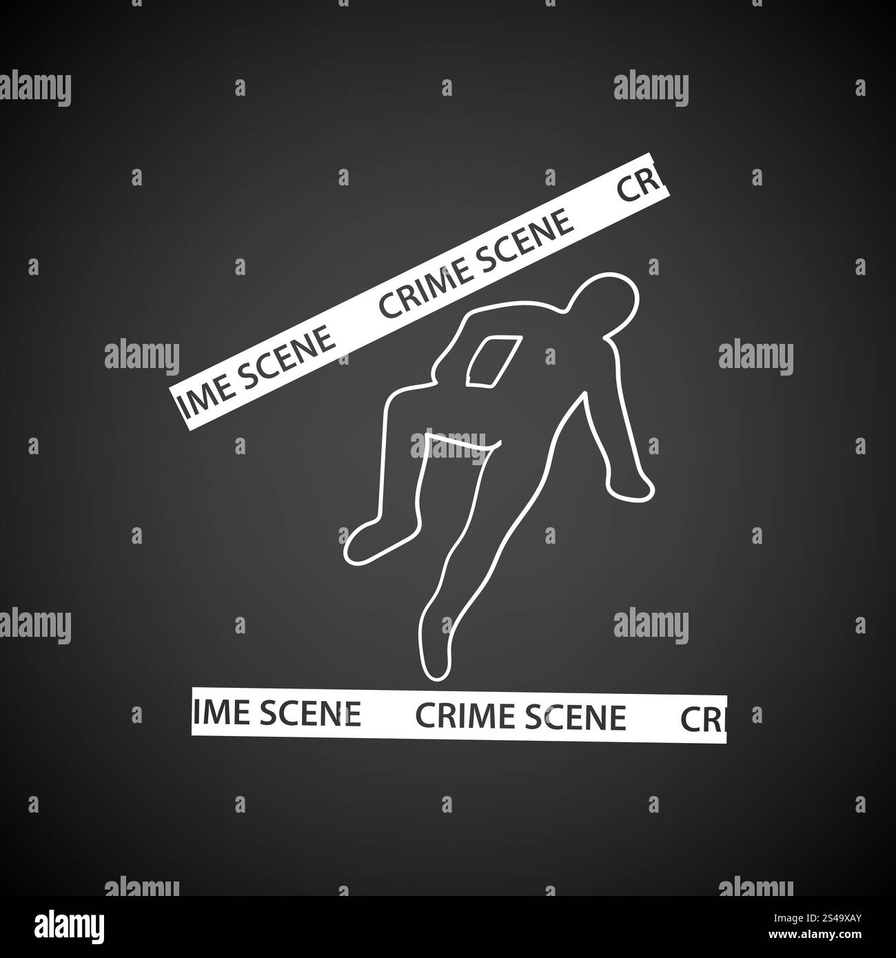 Crime Scene icona. Sfondo nero con il bianco. Illustrazione Vettoriale. Illustrazione Vettoriale