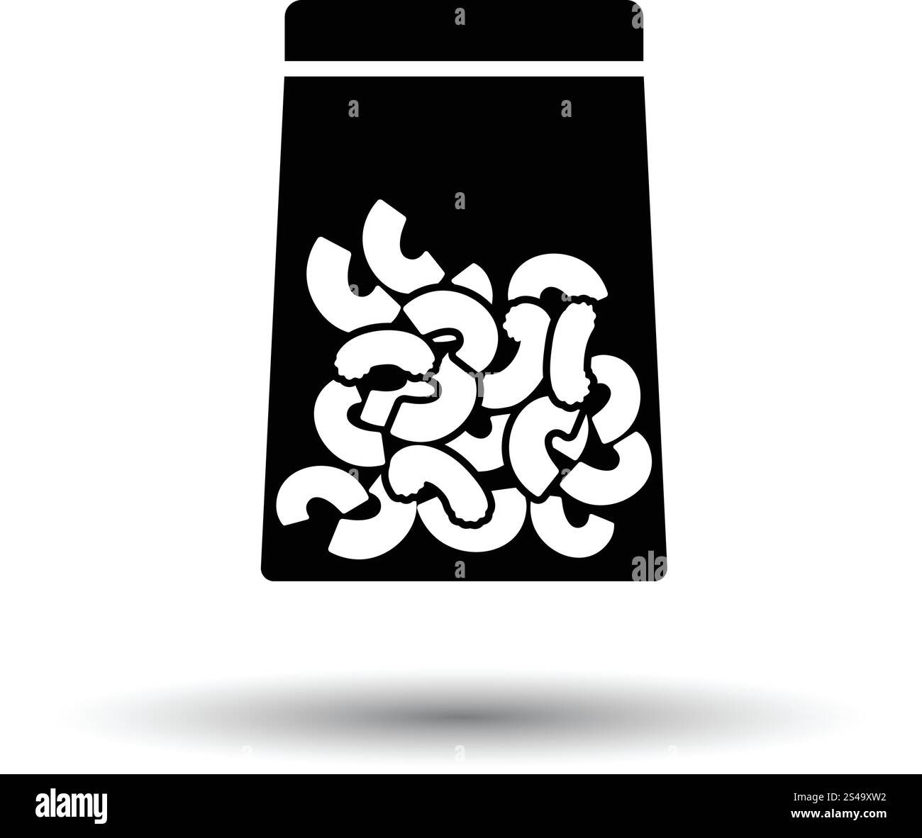 Maccheroni icona del pacchetto. Sfondo bianco con ombra design. Illustrazione Vettoriale. Illustrazione Vettoriale