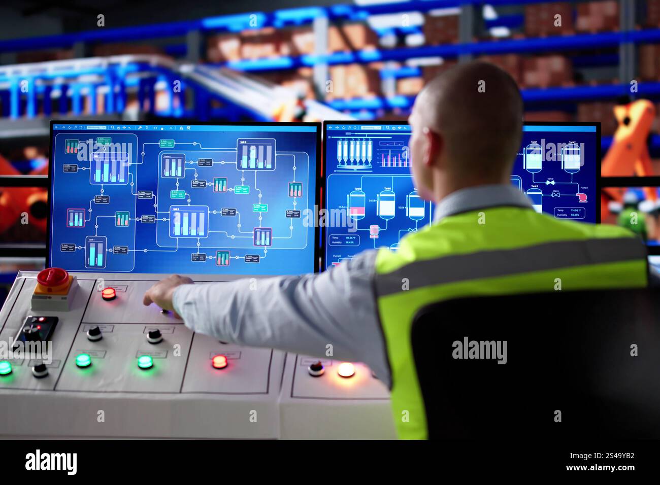 Gestione del magazzino su computer. Fornitore e software di distribuzione Foto Stock