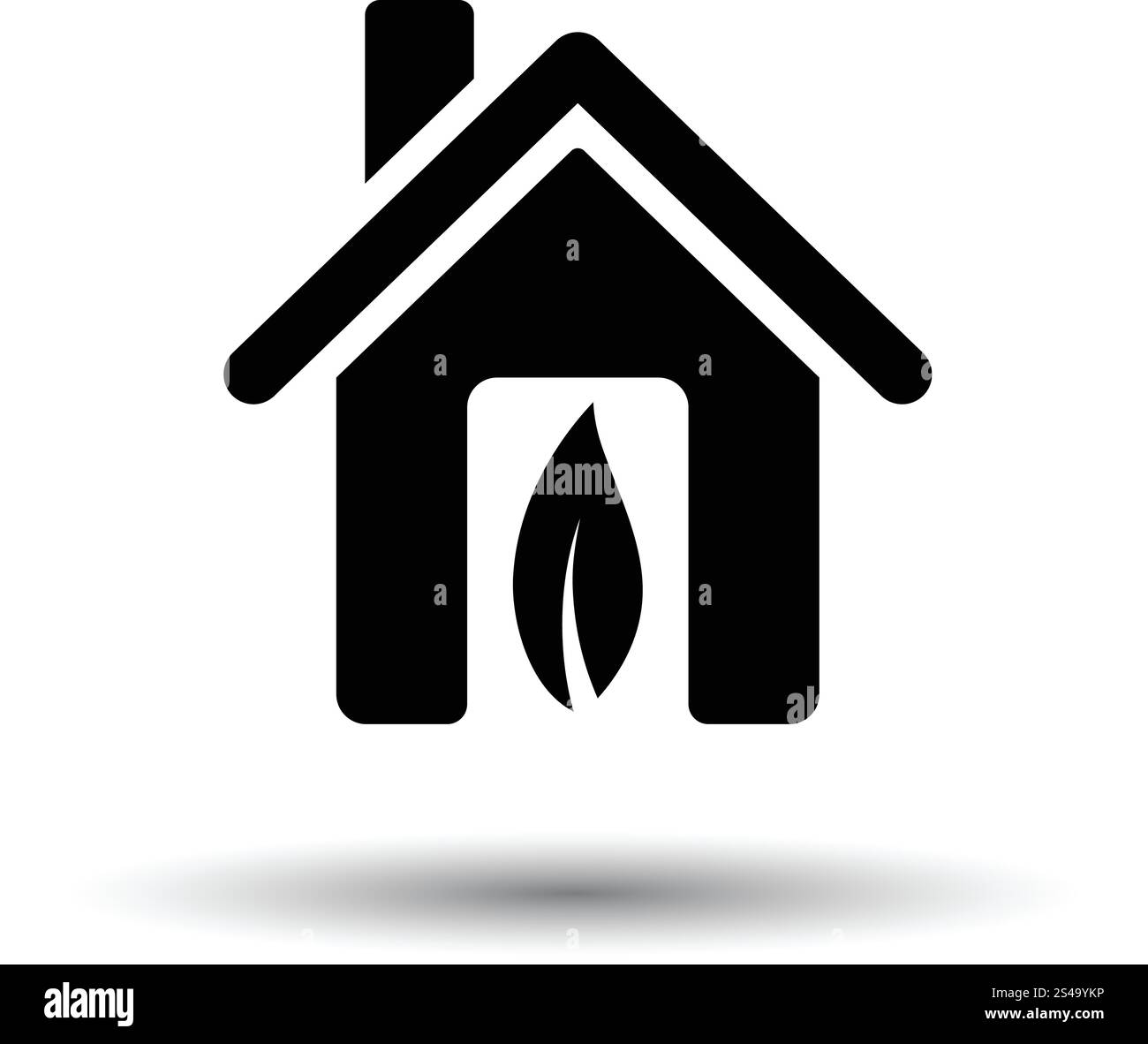 Una casa ecologica icona foglia. Sfondo bianco con ombra design. Illustrazione Vettoriale. Illustrazione Vettoriale