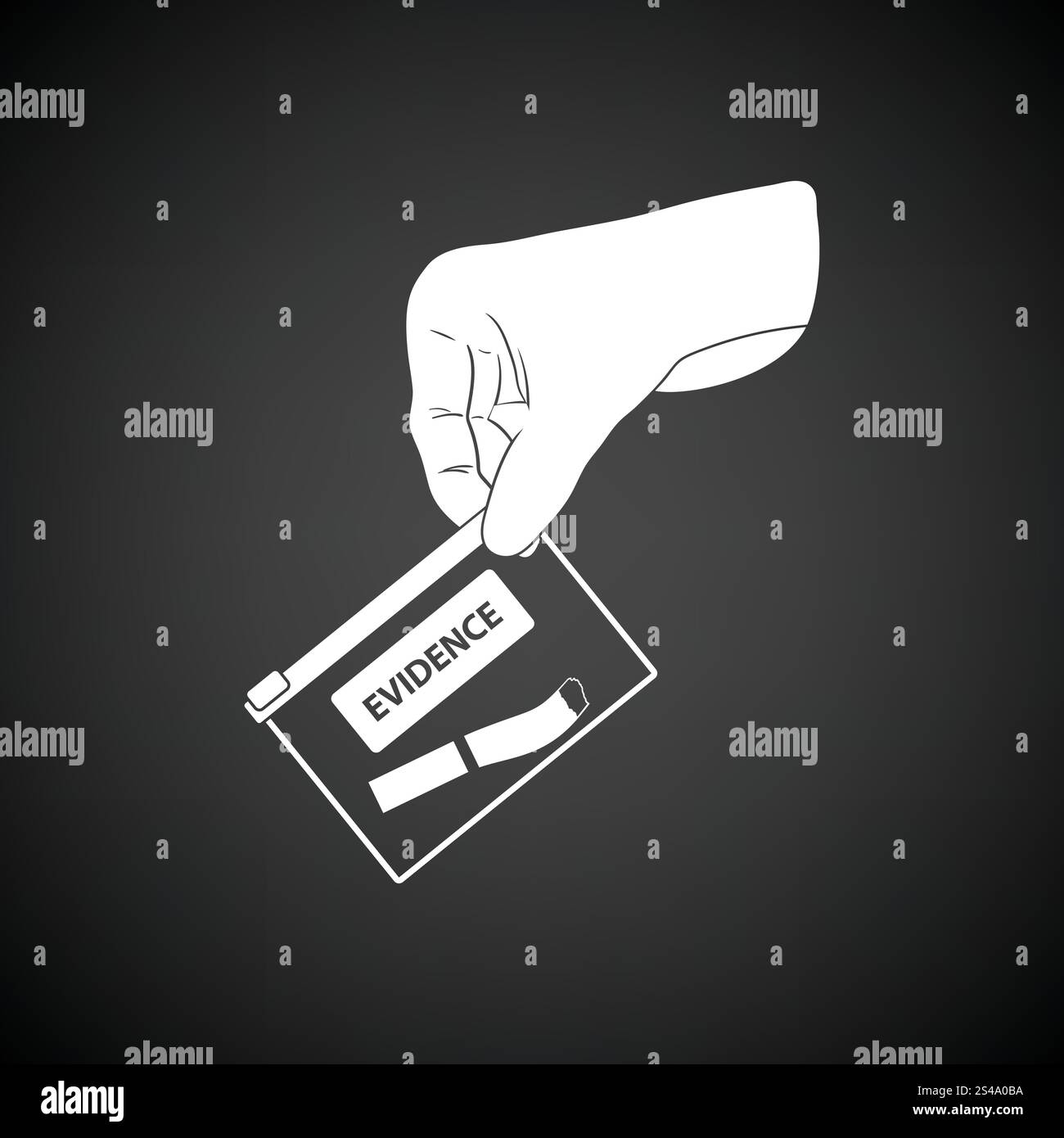 Mano che tiene la prova pocket icona. Sfondo nero con il bianco. Illustrazione Vettoriale. Illustrazione Vettoriale