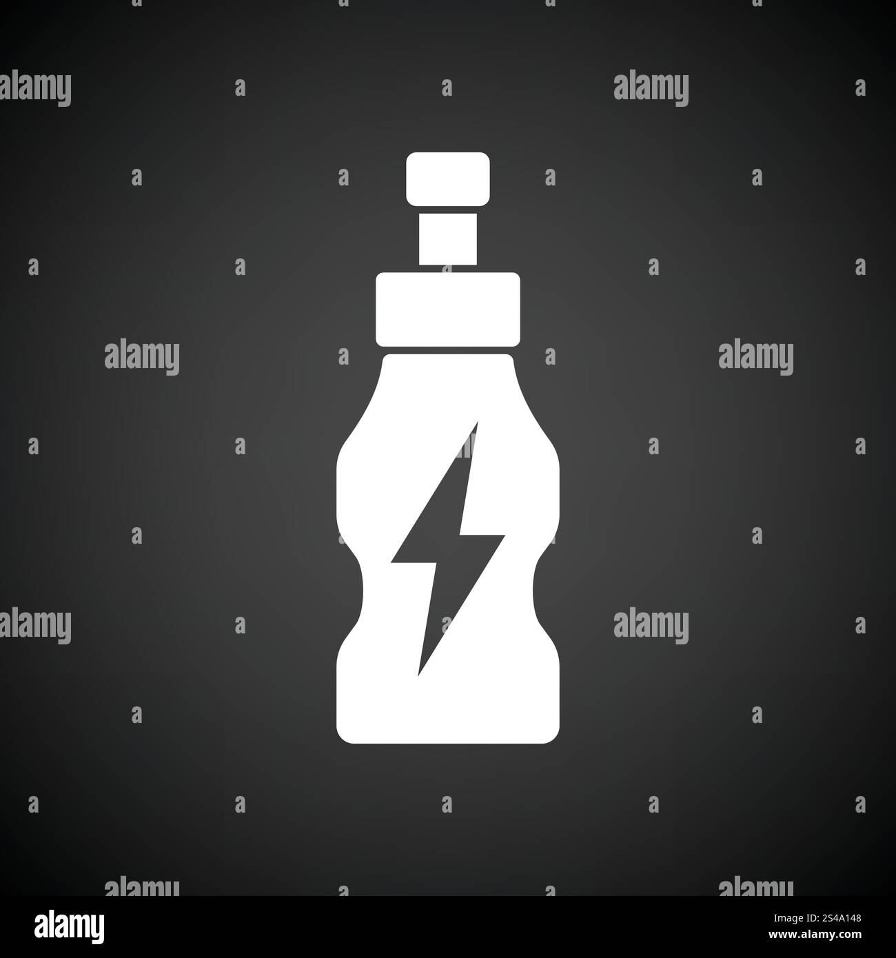Le bevande energetiche bottiglia icona. Sfondo nero con il bianco. Illustrazione Vettoriale. Illustrazione Vettoriale
